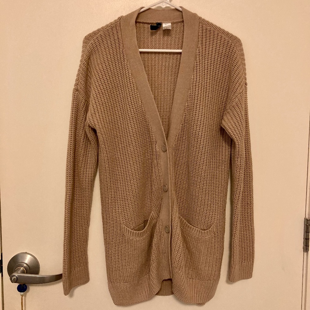 H&M Divided Oversized Beige Chunky Knit Cardigan